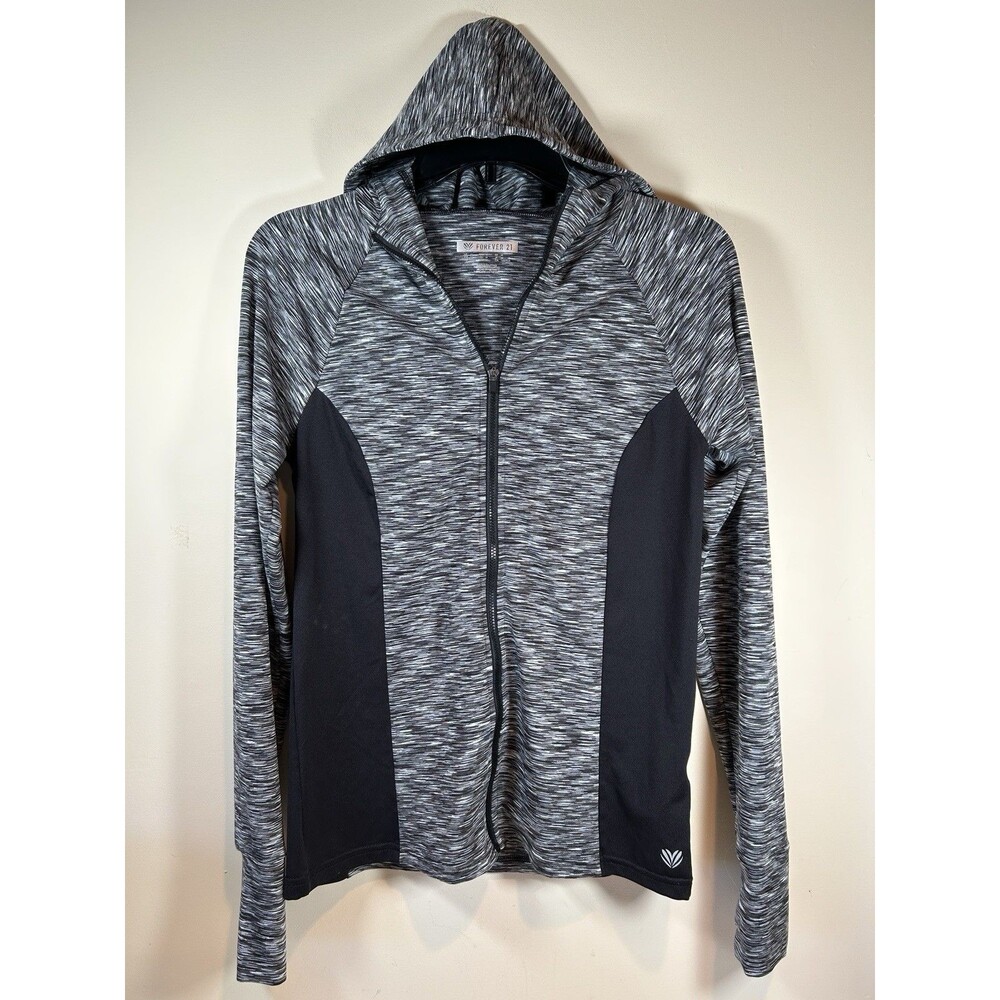 Forever 21  Size M Space-Dyed Full Zip Athletic Hoodie W/Black Side Panels - EUC